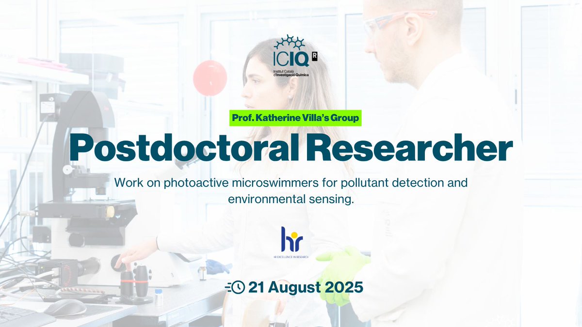 #ICIQJobs

✨ Looking for an exciting research opportunity? Come and join Prof. Villa's group at ICIQ!

🔬 Work on photoactive microswimmers for pollutant detection and environmental sensing

Apply now 🔗 careers.iciq.org/jobs/6218387-p…