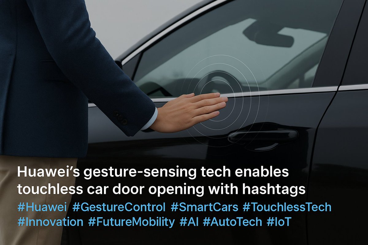 Techngadget1972's tweet photo. 🚘 Huawei’s gesture-sensing tech lets you open car doors with a simple wave — no touch needed.
#Huawei #GestureControl #SmartCar #TouchlessTech #AI #AutoInnovation https://t.co/Vt6nuXDrzm