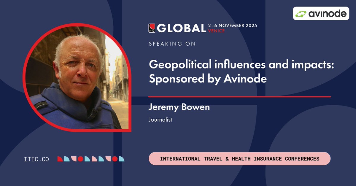 🎙️ Keynote speaker announced for #ITICGlobal 2025!

International journalist Jeremy Bowen joins us in Venice this Nov to explore how shifting governments, conflicts and policy changes shape global mobility.

📍2–6 Nov | 🔗 eu1.hubs.ly/H0m3MGR0
Sponsored by @Avinode