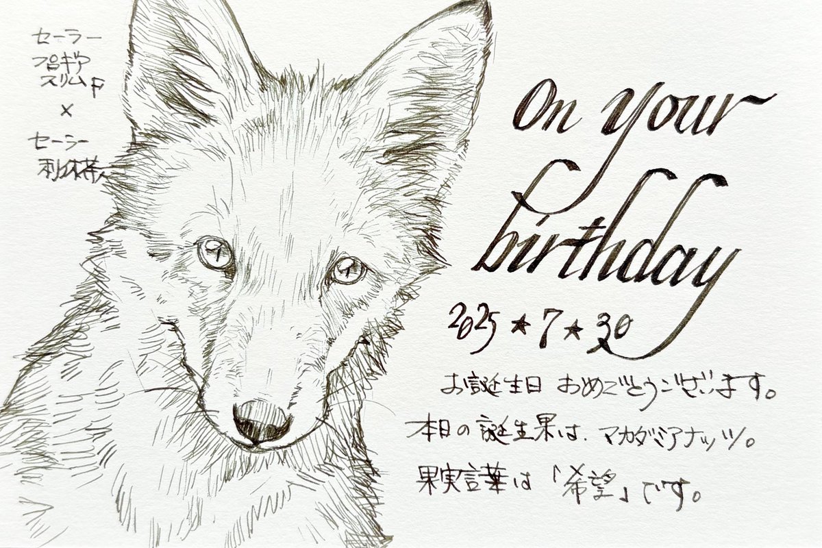#本日お誕生日のフォロワー様へ
#手書きツィート
キツネ
（つ）