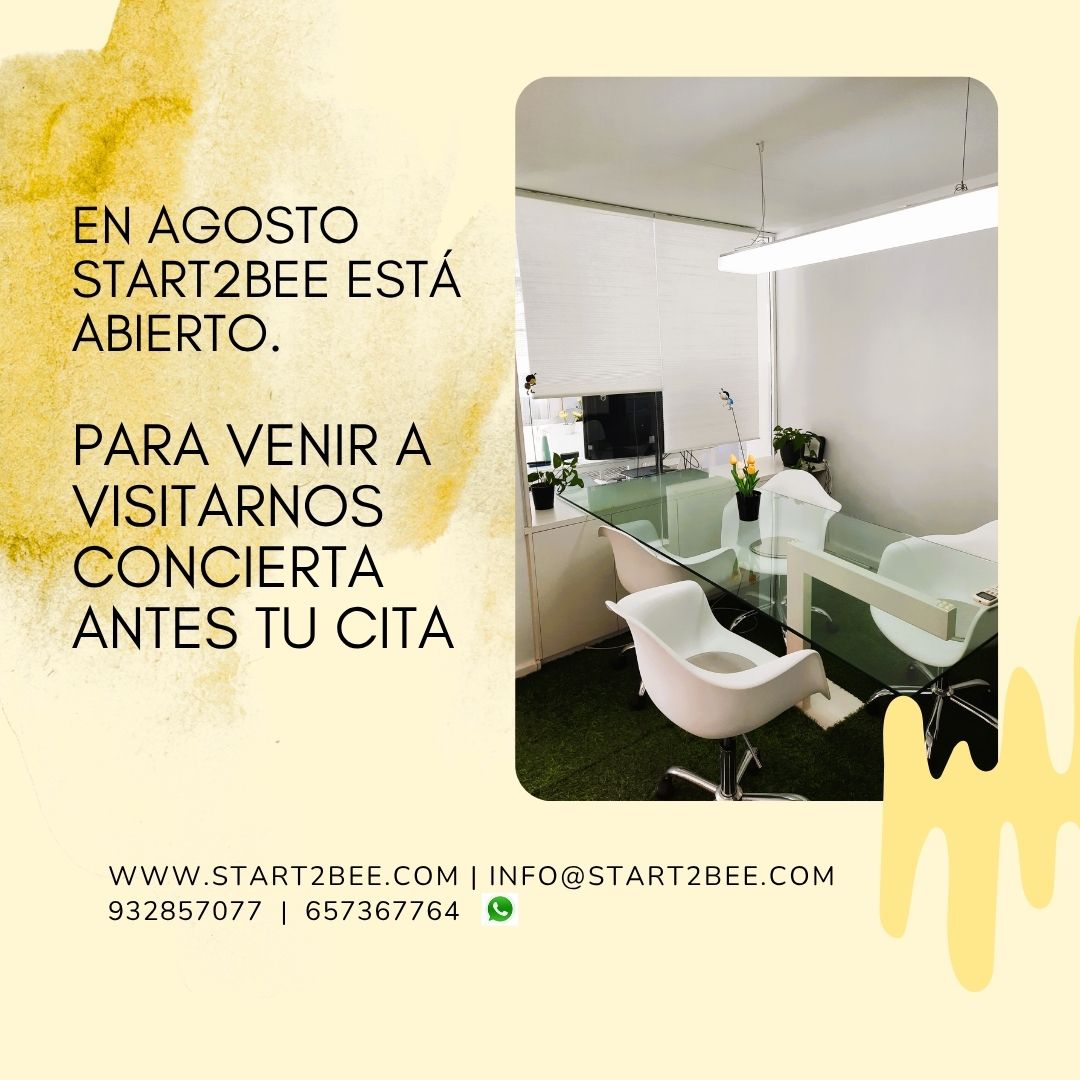 start2bee's tweet photo. Si te toca trabajar en agosto, cuenta con nuestros dos espacios abiertos, pero acuérdate de que tienes que CONCERTAR TU VISITA antes, ya que no estaremos el equipo al completo. https://t.co/2LkwZt9mxo