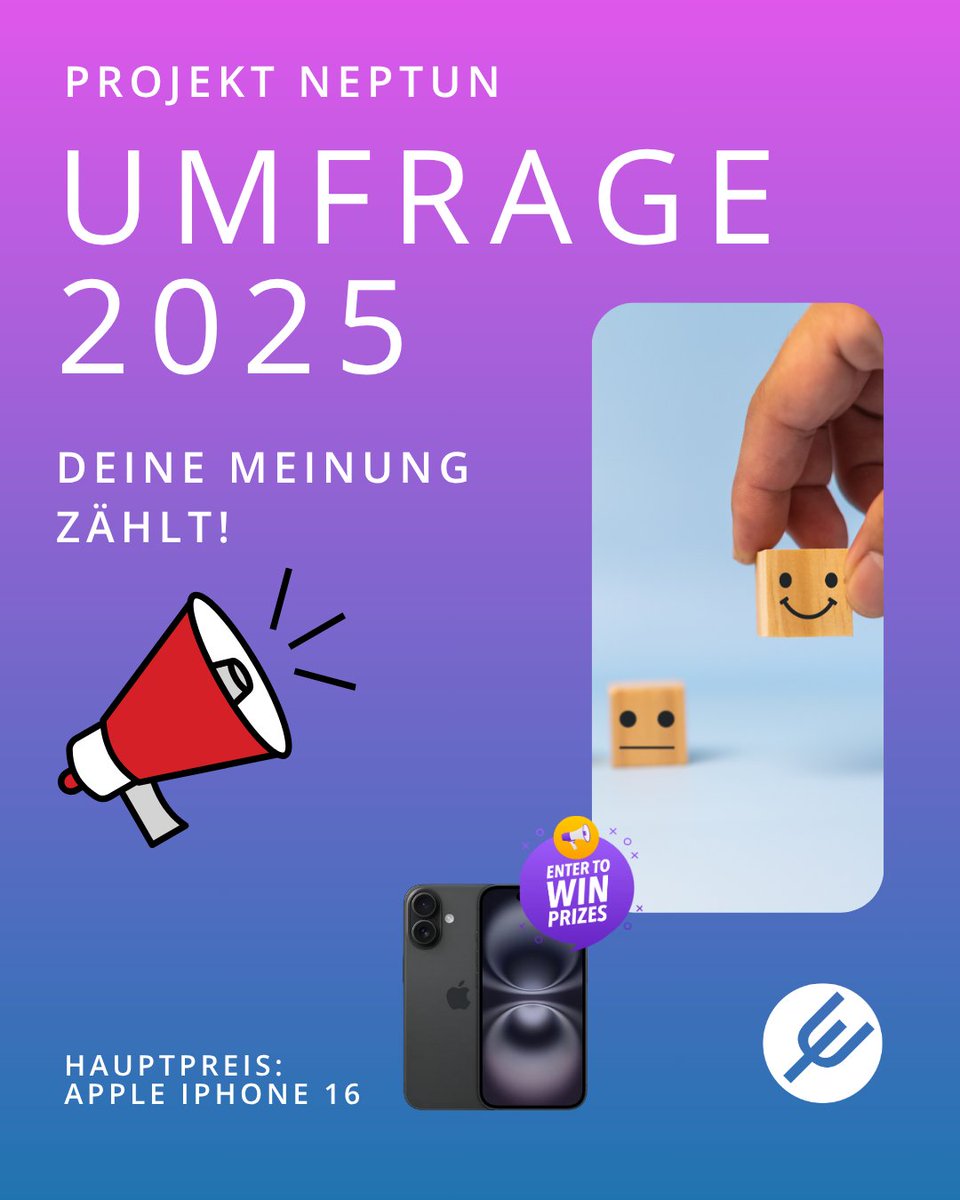 📢 Sag uns deine Meinung &amp; gewinne ein iPhone 16! 📱✨

Dein Feedback hilft uns, Projekt Neptun noch besser zu machen.
⏱️ 10–15 Minuten – anonym, einfach, wichtig.
🎁 Nimm anschliessend an der Verlosung teil!

👉 Jetzt mitmachen: bit.ly/25p5nep-x-svy1