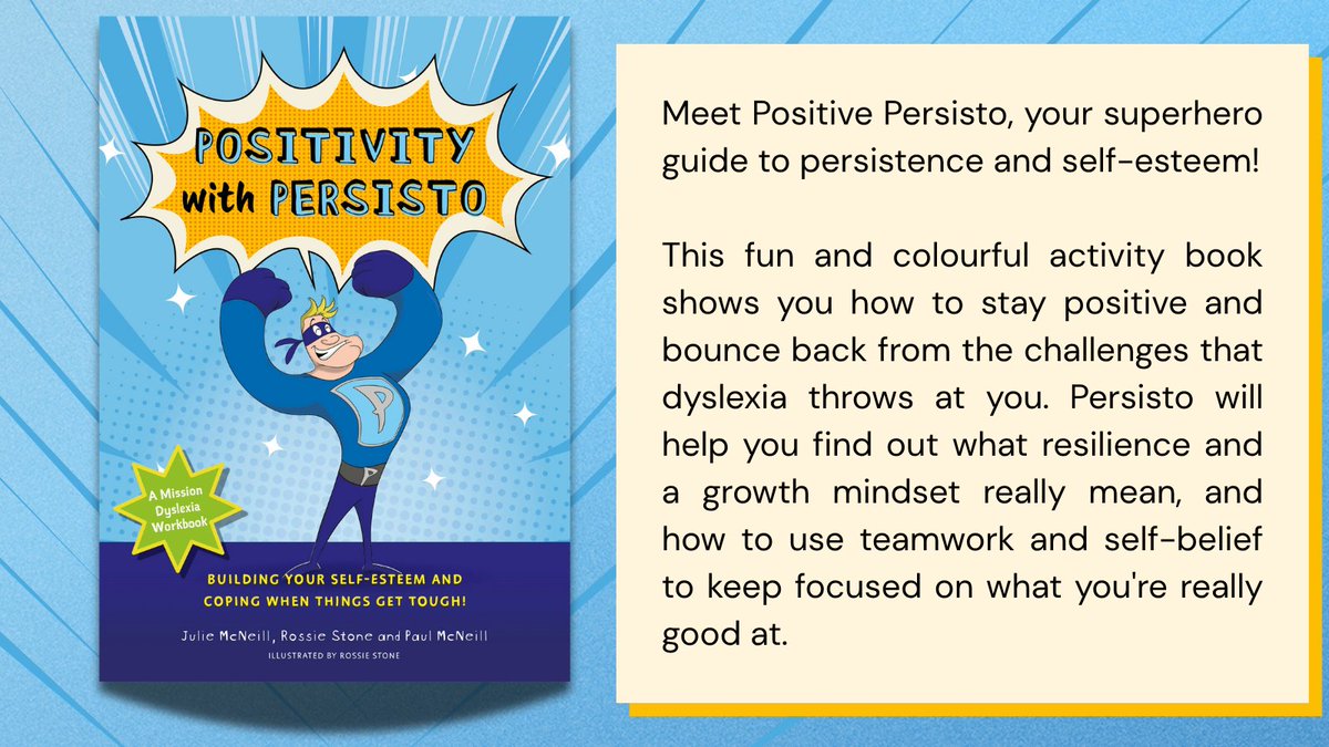 DekkoComics's tweet photo. Want to know more about Positivity with Persisto, one of the Mission Dyslexia workbooks?

Now available in all good bookshops or online from @JKPBooks : https://t.co/lg9yDIdA8E

 #dyslexia #dyslexiaawareness #dyslexiasupport #funlearningforkids #dyslexiaeducation #funschooling https://t.co/nYd3gTBrOA