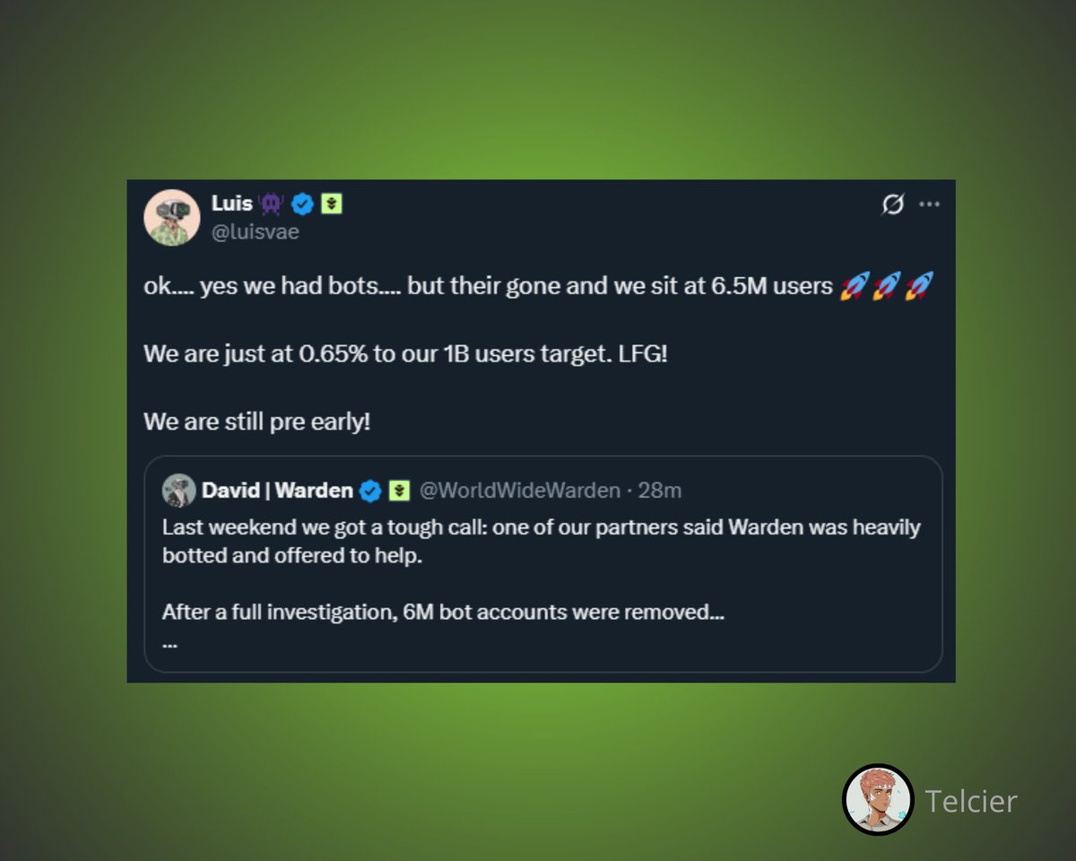 Huge ban wave on <a href="/wardenprotocol/">Warden</a> !👀

The Warden team just posted that they banned 6M bot accounts from their platform.

Pretty nice move one day before the snapshot of Season 1. This will also probably reduce errors when you try to swap.

Warden is now sitting at 6.5M REAL