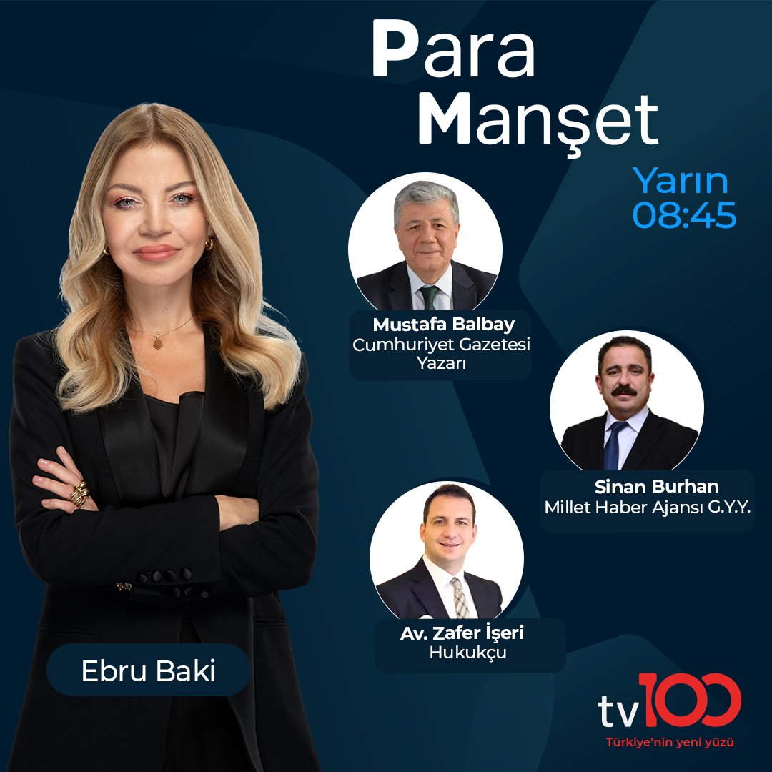 ✍Ekonomi, siyaset, zorluklar…  

Hayatı paylaşmak, birlikte dertleşmek için her sabah sizinle birlikteyiz!

<a href="/EbruBaki/">Ebru Baki</a> soruyor;  

Cumhuriyet Gazetesi Yazarı Mustafa Balbay (<a href="/mustafabalbay/">Mustafa BALBAY</a>)
Millet Haber Ajansı G.Y.Y. Sinan Burhan (<a href="/snnburhan/">Sinan Burhan</a>)
Hukukçu Av. Zafer İşeri
