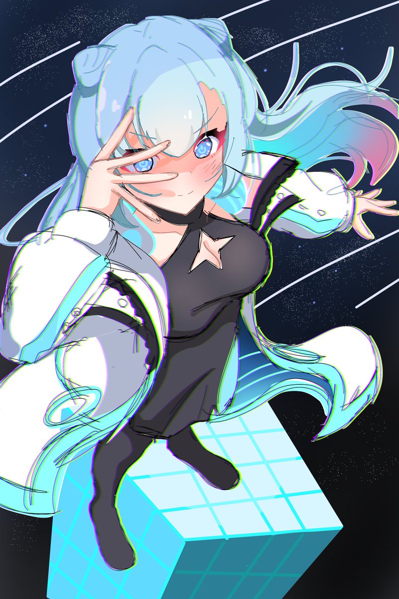 #モンストイラスト  #イラスト

～落書き～
厨二病に目覚めちゃったネオちゃん🩵
