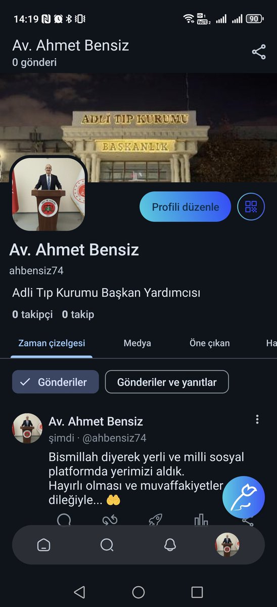 Bismillah diyerek yerli ve milli sosyal platformda yerimizi aldık.
Hayırlı olması dileğiyle...