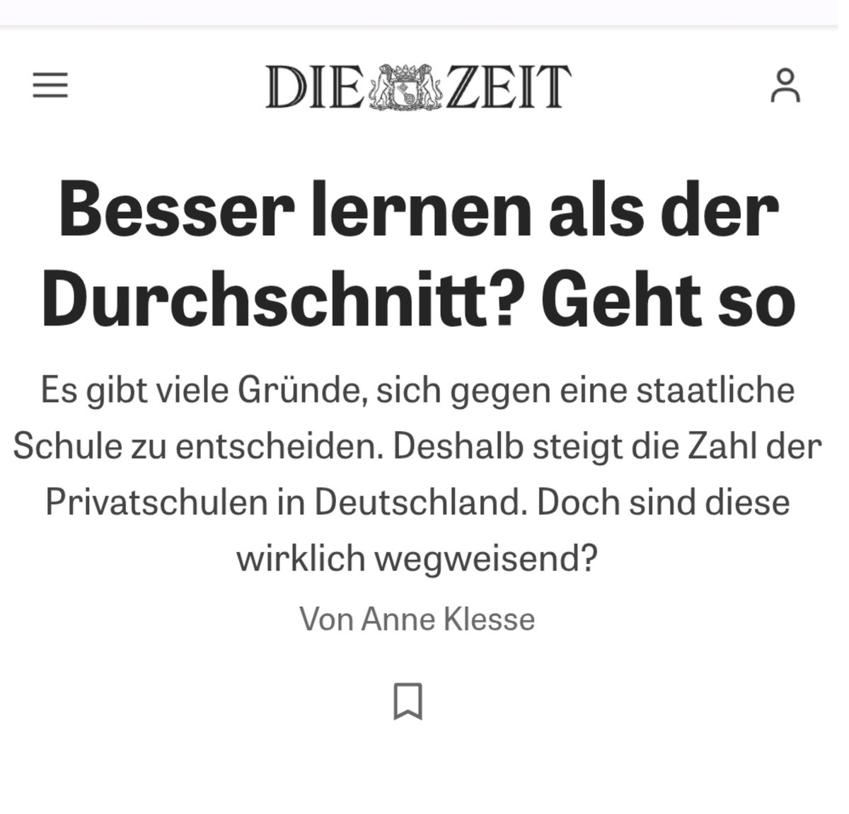 Würde ich in einer Stadt wohnen: nicht für eine Million werde ich meine Kinder an einer staatlichen Schule unterrichten lassen.