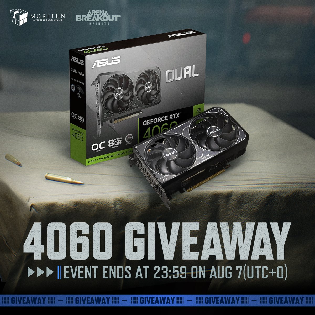 MoreFun Studios (@morefunstudios) on Twitter photo 🎁RTX 4060 Giveaway
The ABI x Cyberpunk 2077 collab has started! To celebrate, we're giving away an RTX 4060!
1. Follow <a href="/MoreFunStudios/">MoreFun Studios</a> and <a href="/ArenaBreakoutPC/">Arena Breakout Infinite</a>
2. Like, retweet
3. Tag a friend in the comments
Giveaway ends at 23:59 on 7 Aug (UTC+0). Good luck! 🎁RTX 4060 Giveaway
The ABI x Cyberpunk 2077 collab has started! To celebrate, we're giving away an RTX 4060!
1. Follow <a href="/MoreFunStudios/">MoreFun Studios</a> and <a href="/ArenaBreakoutPC/">Arena Breakout Infinite</a>
2. Like, retweet
3. Tag a friend in the comments
Giveaway ends at 23:59 on 7 Aug (UTC+0). Good luck!