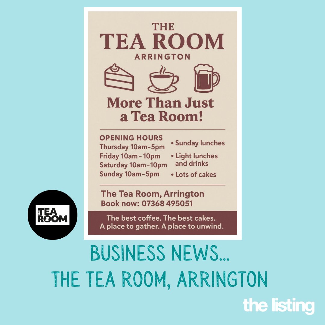 Now Open in Arrington – The Tea Room, Bar &amp; Restaurant 

Set in the beautiful surroundings of the Hardwick Arms Hotel, The Tea Room is the newest go-to spot for freshly prepared food, drinks, and friendly vibes. 

To read more, visit: 
bit.ly/TheTeaRoomArri…