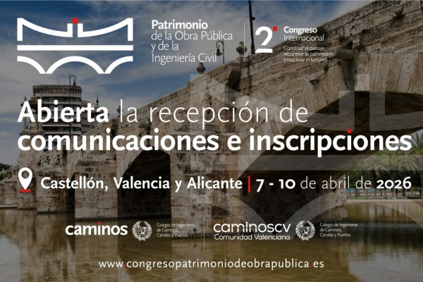 Colegio de Ingenieros de Caminos (@colegiocaminos) on Twitter photo 📣 ¡Abierta la recepción de comunicaciones (hasta el 30/09) y la inscripción al II Congreso Internacional de Patrimonio de la Obra Pública!
📍Del 7 - 10 de abril de 2026, Castellón, Valencia y Alicante
Organiza: @ColegioCaminos y <a href="/caminoscv/">Caminos CV</a>
ℹ️ : congresopatrimoniodeobrapublica.es 📣 ¡Abierta la recepción de comunicaciones (hasta el 30/09) y la inscripción al II Congreso Internacional de Patrimonio de la Obra Pública!
📍Del 7 - 10 de abril de 2026, Castellón, Valencia y Alicante
Organiza: @ColegioCaminos y <a href="/caminoscv/">Caminos CV</a>
ℹ️ : congresopatrimoniodeobrapublica.es