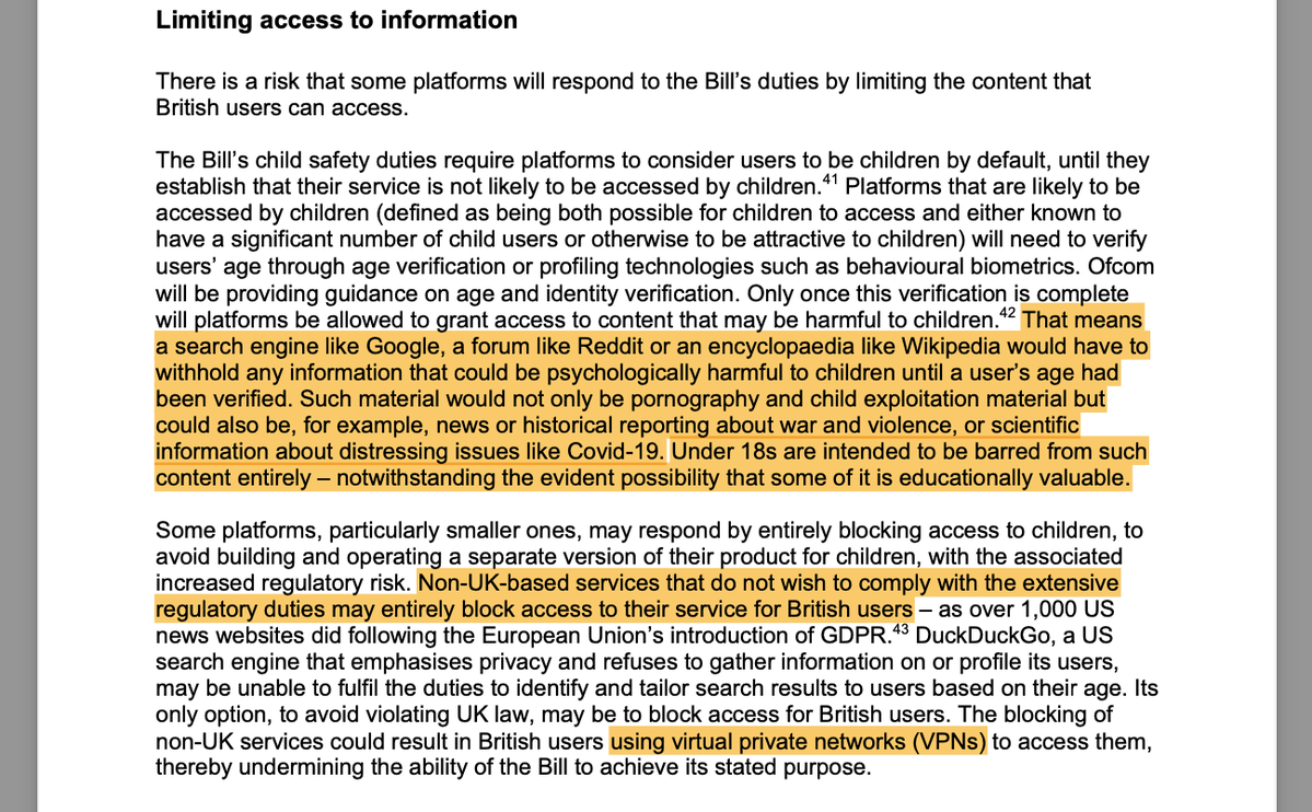 Back in June 2022, in a briefing for <a href="/iealondon/">Institute of Economic Affairs</a> with Victoria Hewson, we warned about what would happen as a result of these provisions:

1️⃣ Legitimate information on issues like war and violence is hidden by default 
2️⃣ Under-18s losing access to swathes of content 
3️⃣ Non-UK
