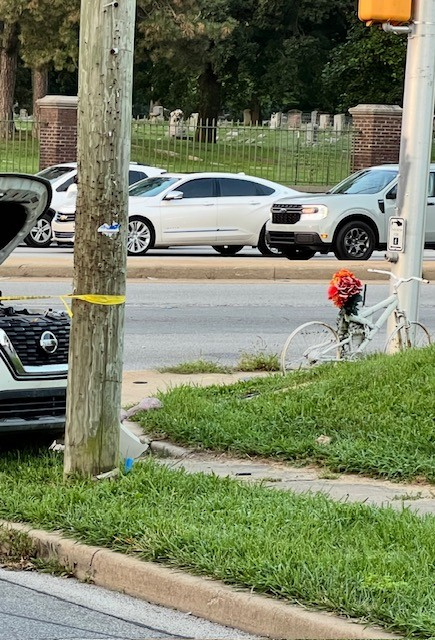 The Ghost bike in the picture is in honor of Andre Henderson who was killed at 38th and Boulevard while on his bike in 2020. His mother, Medinah Henderson, spoke with @FOX in October of last year about safety along 38th street. New technology was set up at MLK and Michigan to