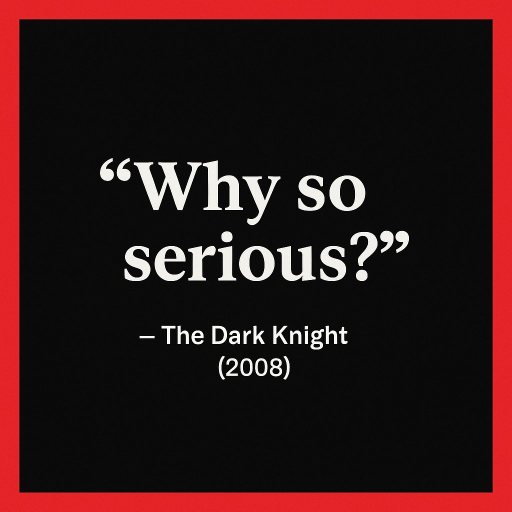 GoofilghtsS's tweet photo. 🗯️ “Why so serious?”
🎥 — The Dark Knight (2008)
🔥 Caption idea: Sometimes, chaos is the vibe. https://t.co/Ufevc1t5nQ