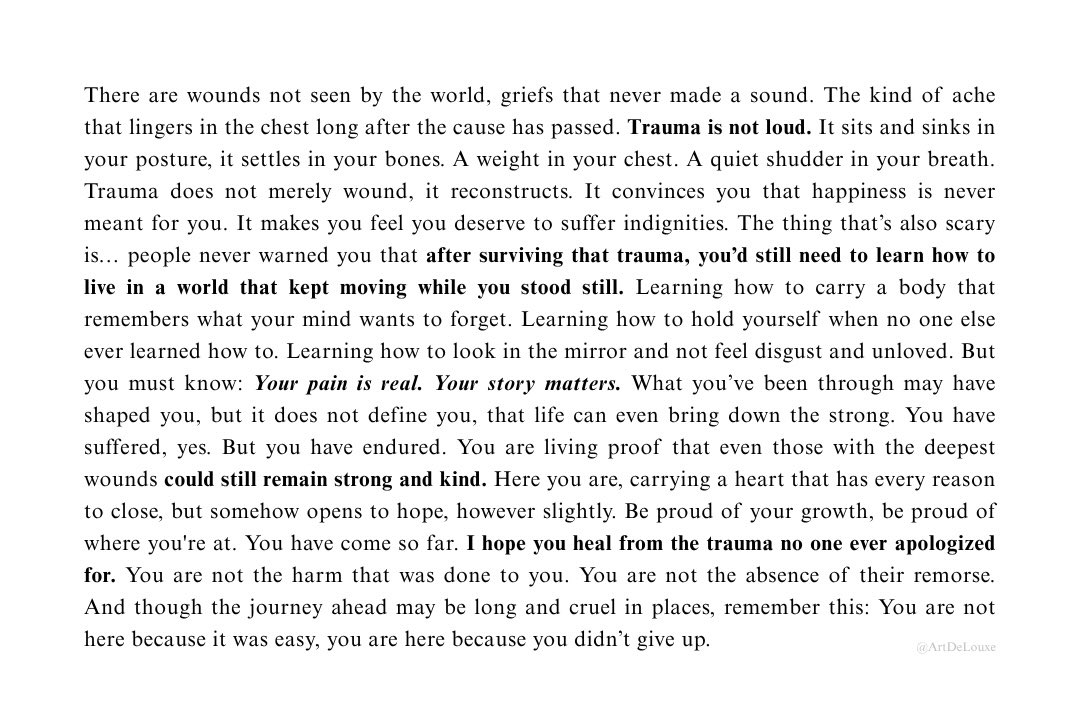 ArtDeLouxe's tweet image. I hope you heal from the trauma no one ever apologized for.