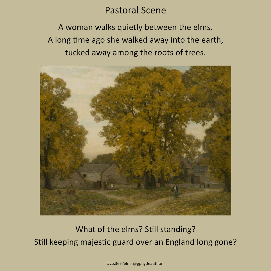 Here's an ekphrastic piece for the theme of #elm - thanks go to Jami Lyne our #vss365 host <a href="/jamilynewriter/">Jami Lyne ~ #vss365 host July 16-July 31</a>

The painting is 'Autumn in Gloucestershire' (c. 1900) by Alfred East (1844-1913)

#vsspoem #poet #poetrycommunity #ekphrasis