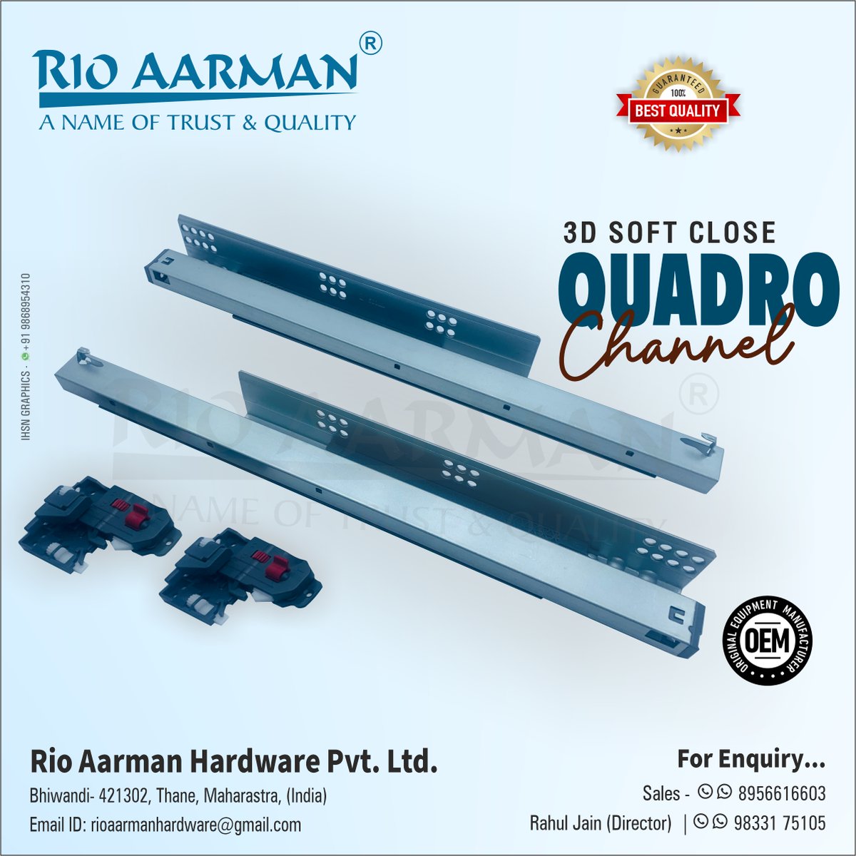 ihsndigital's tweet image. Experience next-level sliding with "𝐑𝐈𝐎 𝐀𝐀𝐑𝐌𝐀𝐍" 3D Quadro Channel soft close, solid performance
.
.
.
#RioAarmanHardware #3DQuadroChannel #SoftCloseChannel #QuadroChannel #3DSoftClose #SmoothSliding #PrecisionEngineering #CraftedToPerfection #delhi #india #ihsn #digital
