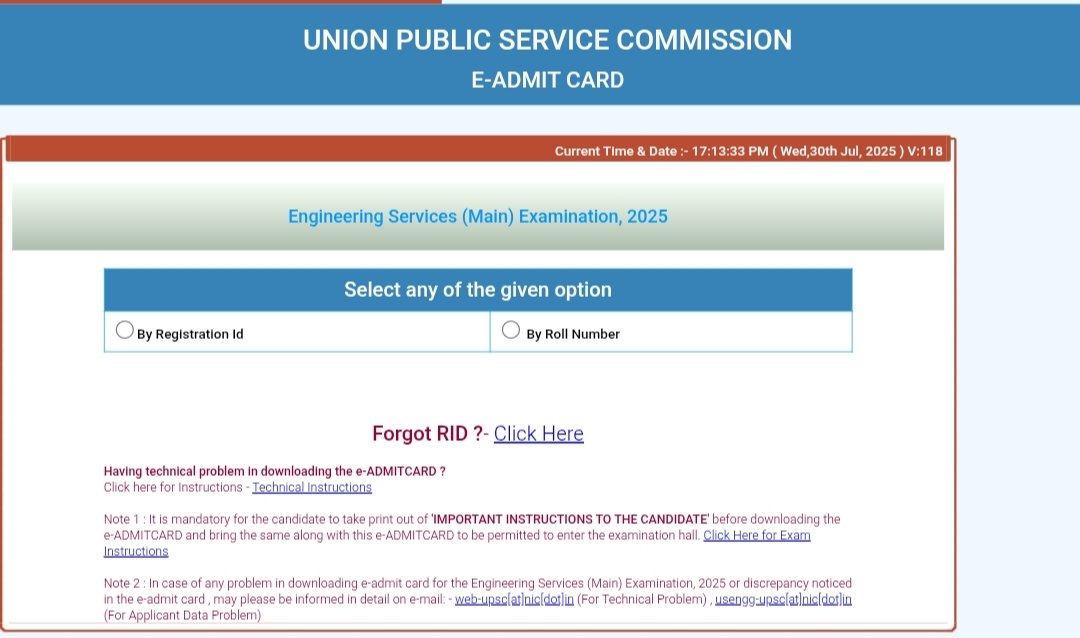 resultbharat's tweet image. 💥 UPSC Engineering Services Mains Admit Card 2025 – जारी! 🎤
📅 Mains Exam Date: 10 August 2025
#UPSEESE2025 #UPSCMainsAdmitCard #EngineeringServices #UPSCJobs #ResultBharat
🔗 Download Link:
👇👉 resultbharat.com/UPSC-Engineeri…