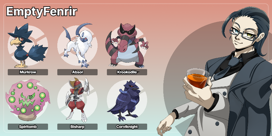 EmptyFenrir's tweet photo. Let me pour you a glass, will help you relax after losing again. The Crows Remember.

[I coulda just done Honchkrows, Murkrows, and Corviknight and I still woulda been happy, we love crows here] https://t.co/xwWIpoq7Nv