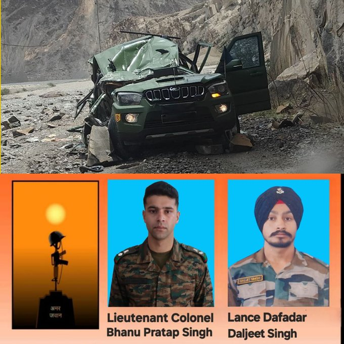 🚨 TRAGIC LOSS in Ladakh 

Two brave Indian Army soldiers lost their lives in a devastating landslide.

Their sacrifice in service of the nation will never be forgotten.

🕉️ शांति 🙏