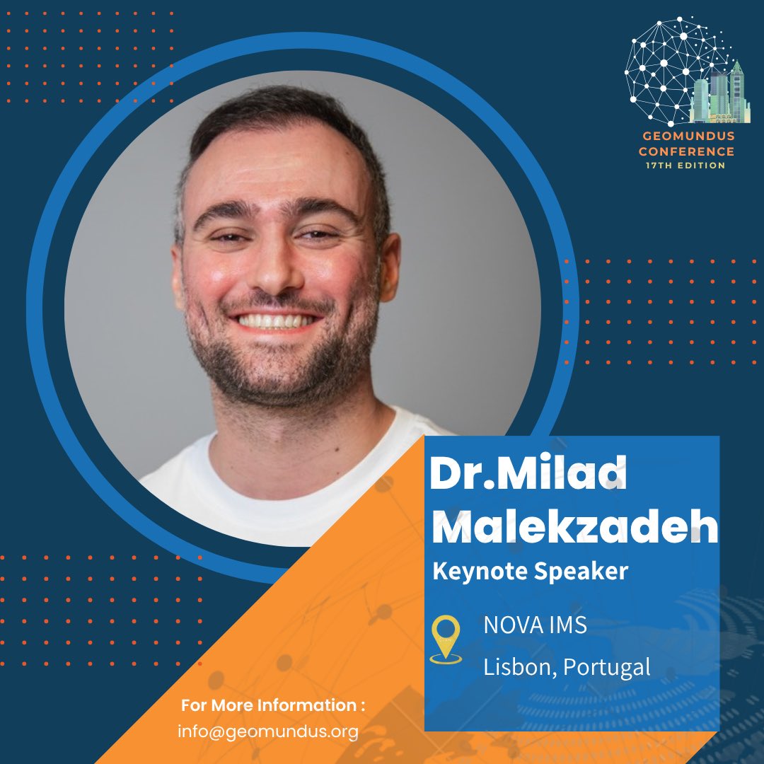 🚀 GeoMundus Keynote Spotlight
🎤 Dr. Milad Malekzadeh
📌 Postdoctoral Researcher at the University of Helsinki
💡 Keynote: Towards Democratizing AI and Mobility Data in Smart Urban Planning: Insights from GreenTravel and OpenGPS
#gis #geo #Innovation #tech #urban #smartcity