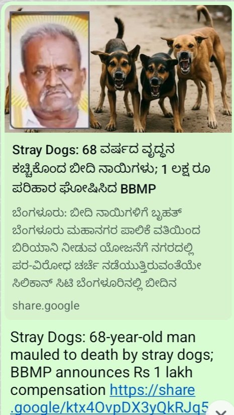 BBMP must be held accountable for elderly's death due to dog bites in Nth Bengaluru! Call out BBMP officials, especially Spl Comm Health, in open public forums to answer for their actions of not running the birth control program properly. Animals suffer too due to such negligence