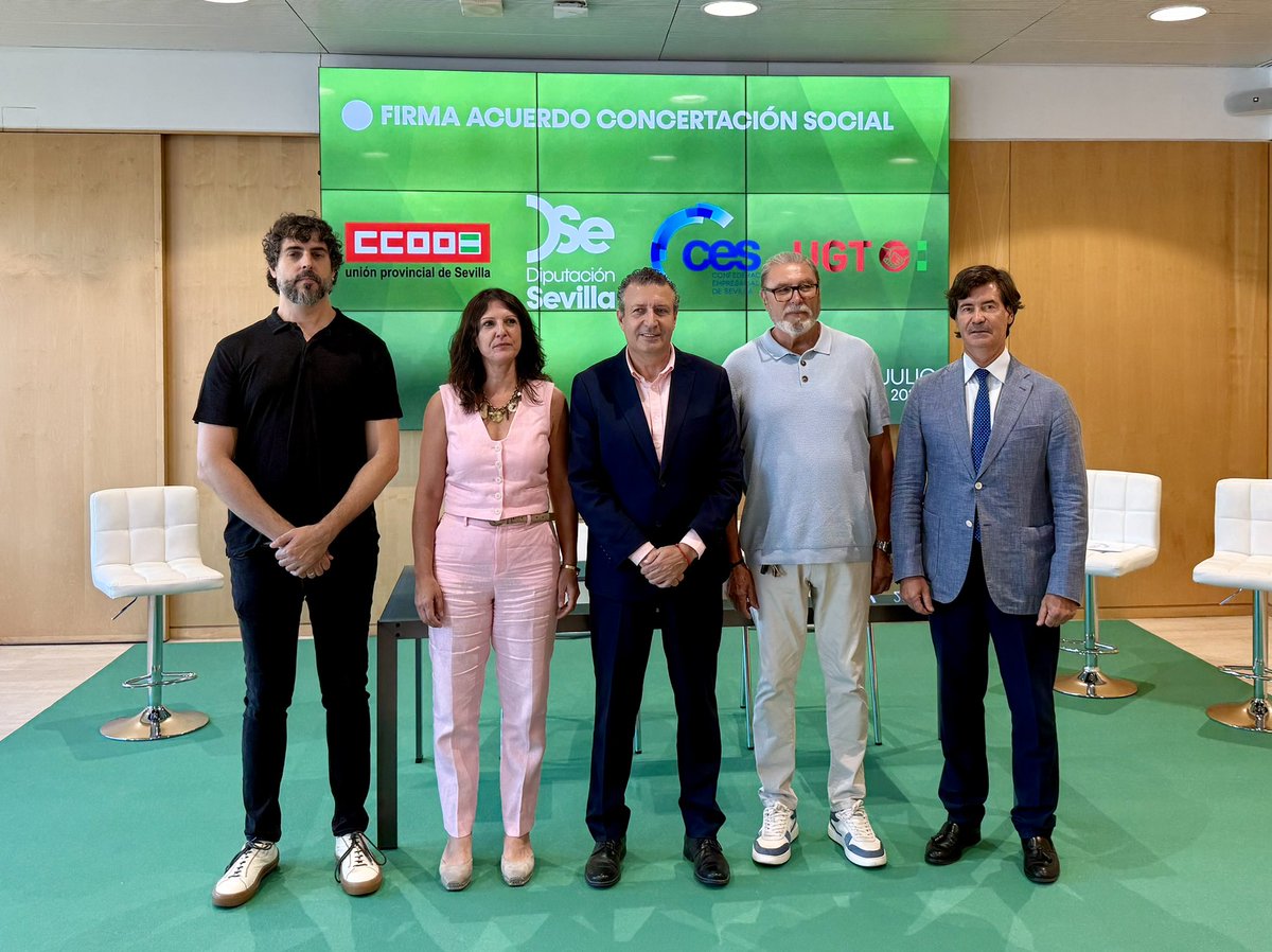 Empresas de Sevilla (@ces_sevilla) on Twitter photo 🖊️ El presidente de <a href="/CES_Sevilla/">Empresas de Sevilla</a>, Miguel Rus, firma el Convenio Marco de Concertación Social 2025 con <a href="/JFdezdelosRios/">Javier Fernández de los Rios</a> (<a href="/DIPUSEVI/">Diputación de Sevilla</a>) y los secretarios generales de <a href="/ccoosevilla/">CCOO de Sevilla</a> y <a href="/ugtsevilla/">UGT Sevilla</a> para reforzar el tejido productivo de la provincia. 🚀 🖊️ El presidente de <a href="/CES_Sevilla/">Empresas de Sevilla</a>, Miguel Rus, firma el Convenio Marco de Concertación Social 2025 con <a href="/JFdezdelosRios/">Javier Fernández de los Rios</a> (<a href="/DIPUSEVI/">Diputación de Sevilla</a>) y los secretarios generales de <a href="/ccoosevilla/">CCOO de Sevilla</a> y <a href="/ugtsevilla/">UGT Sevilla</a> para reforzar el tejido productivo de la provincia. 🚀