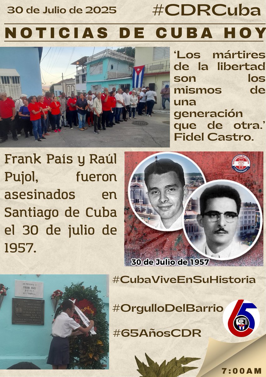CDRProvSantiago (@cdrprovsantiago) on Twitter photo #CDRCuba "Frank País y Raúl Pujol, valientes luchadores por la libertad, se convirtieron en símbolos de la resistencia y el sacrificio en la historia de Cuba." #OrgulloDelBarrio #CubaViveEnSuHistoria <a href="/GHNordelo5/">Gerardo Hdez. Nordelo</a> <a href="/DiazCanelB/">Miguel Díaz-Canel Bermúdez</a> <a href="/Julia_Durruthy/">Julia Ileana Durruthy Molina</a> #CDRCuba "Frank País y Raúl Pujol, valientes luchadores por la libertad, se convirtieron en símbolos de la resistencia y el sacrificio en la historia de Cuba." #OrgulloDelBarrio #CubaViveEnSuHistoria <a href="/GHNordelo5/">Gerardo Hdez. Nordelo</a> <a href="/DiazCanelB/">Miguel Díaz-Canel Bermúdez</a> <a href="/Julia_Durruthy/">Julia Ileana Durruthy Molina</a>