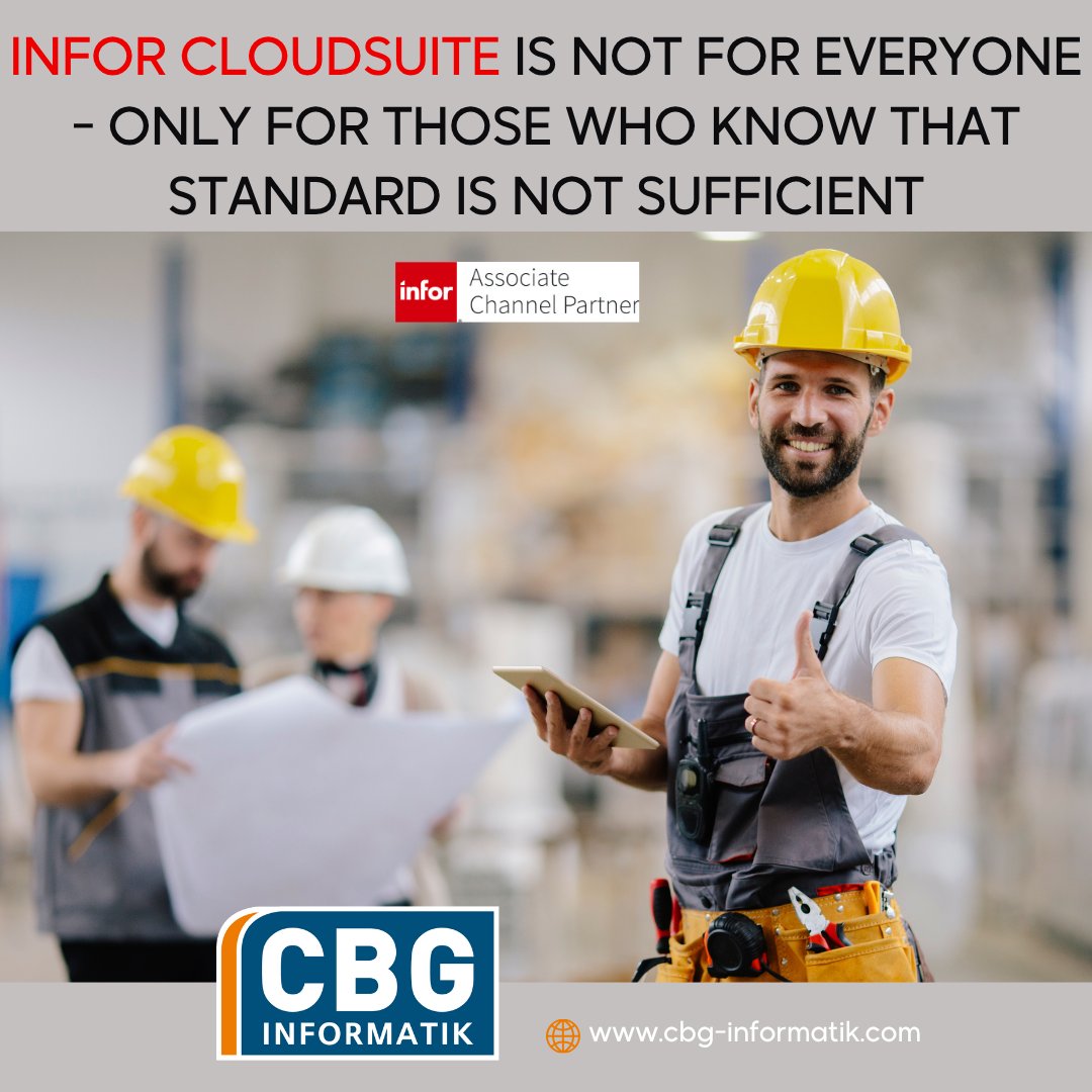 CBG_Informatik's tweet image. Quote of the week: Infor CloudSuite is not for everyone!
CBG Informatik GmbH
.
.
.
#cbginformatik #ERP #erpsystem #cloudsolution #cloud #Infor #IBM #production #manufacturing #project #projectmanagement #quoteoftheweek