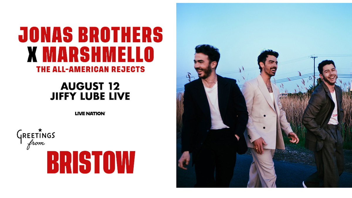 Get your tickets now to see The Jonas Brothers with special guest Marshmello at Jiffy Lube Live on August 12, a Live Nation show. Tickets are on sale now. Listen all day today for your chance to win tickets, courtesy of Live Nation.