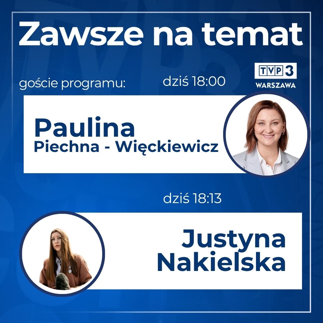 TVP3 Warszawa (@tvp3warszawa) on Twitter photo 🔵Dzisiaj w programie "Zawsze na temat" gościniami będą:
<a href="/PaulinaPW2024/">P. Piechna-Więckiewicz</a> <a href="/__Lewica/">Lewica</a>
Justyna Nakielska <a href="/HabitatPL/">Habitat Poland</a>
#tvp3 #Warszawa 🔵Dzisiaj w programie "Zawsze na temat" gościniami będą:
<a href="/PaulinaPW2024/">P. Piechna-Więckiewicz</a> <a href="/__Lewica/">Lewica</a>
Justyna Nakielska <a href="/HabitatPL/">Habitat Poland</a>
#tvp3 #Warszawa