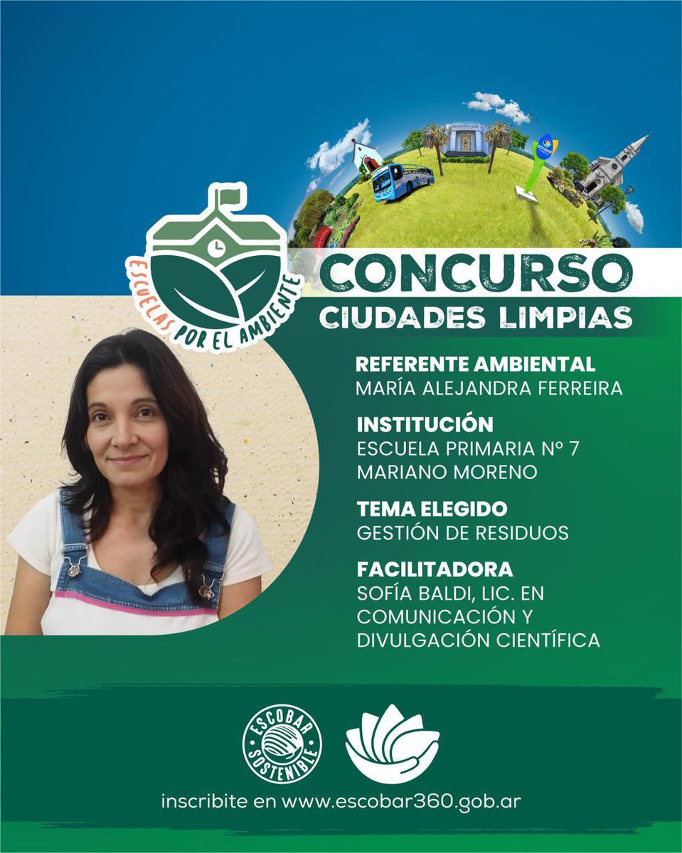 🎒💚 Conocé a las escuelas que ya se sumaron al Concurso Ciudades Limpias

¿Tu escuela todavía no se anotó?
Todavía estás a tiempo: hay hasta 50 millones de pesos en premios para convertir los mejores proyectos en realidad.

Sumate en 👉 escobar360.gob.ar