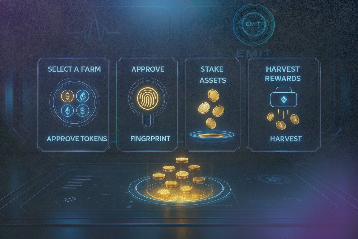 🌾 How Farming Works on EMIT Simplified 🌾

DeFi doesn’t have to be confusing

Here’s how to start farming EMIT in 4 simple steps:

1️⃣ Select a Farm
Browse available pools based on your favorite assets and the APR that suits your strategy.

2️⃣ Approve Tokens
Authorize the smart