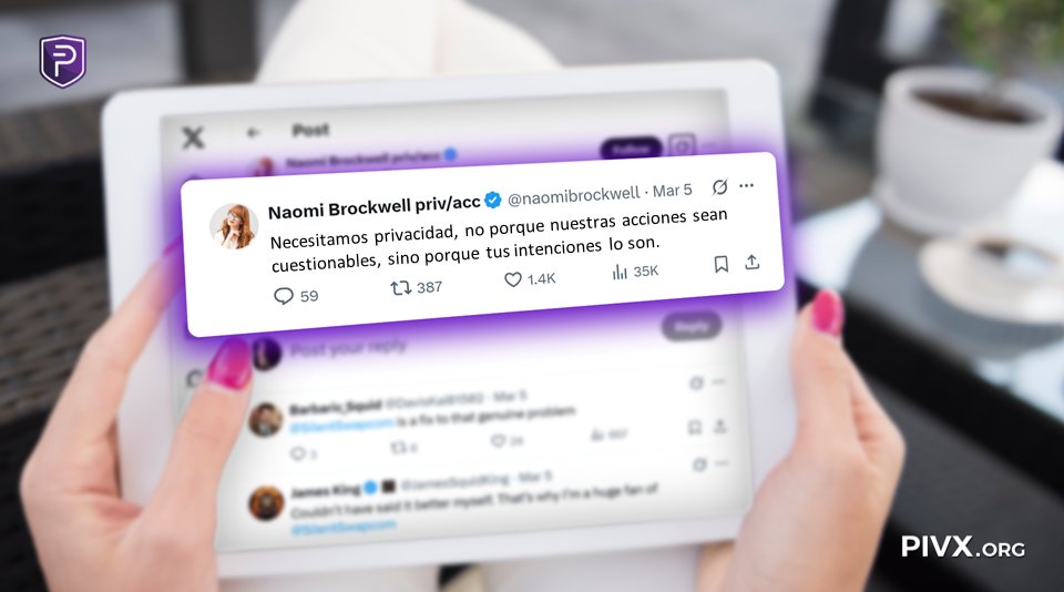 PIVX_Espanol's tweet photo. 🔒"Necesitamos privacidad, no porque nuestras acciones sean cuestionables, sino porque tus intenciones lo son".
Naomi Brockwell

#PIVX $PIVX
#PrivacyMatters #PrivacyIsNormal #Crypto
