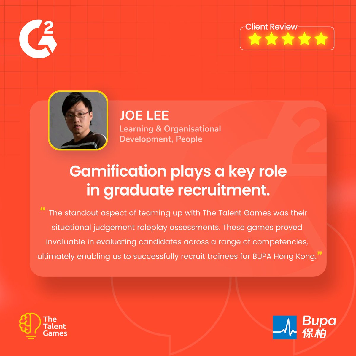 Partnering with BUPA Hong Kong transformed their graduate hiring journey! 

Thanks, Joe Lee, for trusting The Talent Games! 🙌

#BUPAxTTG #GamifiedHiring #HRTech #TheTalentGames