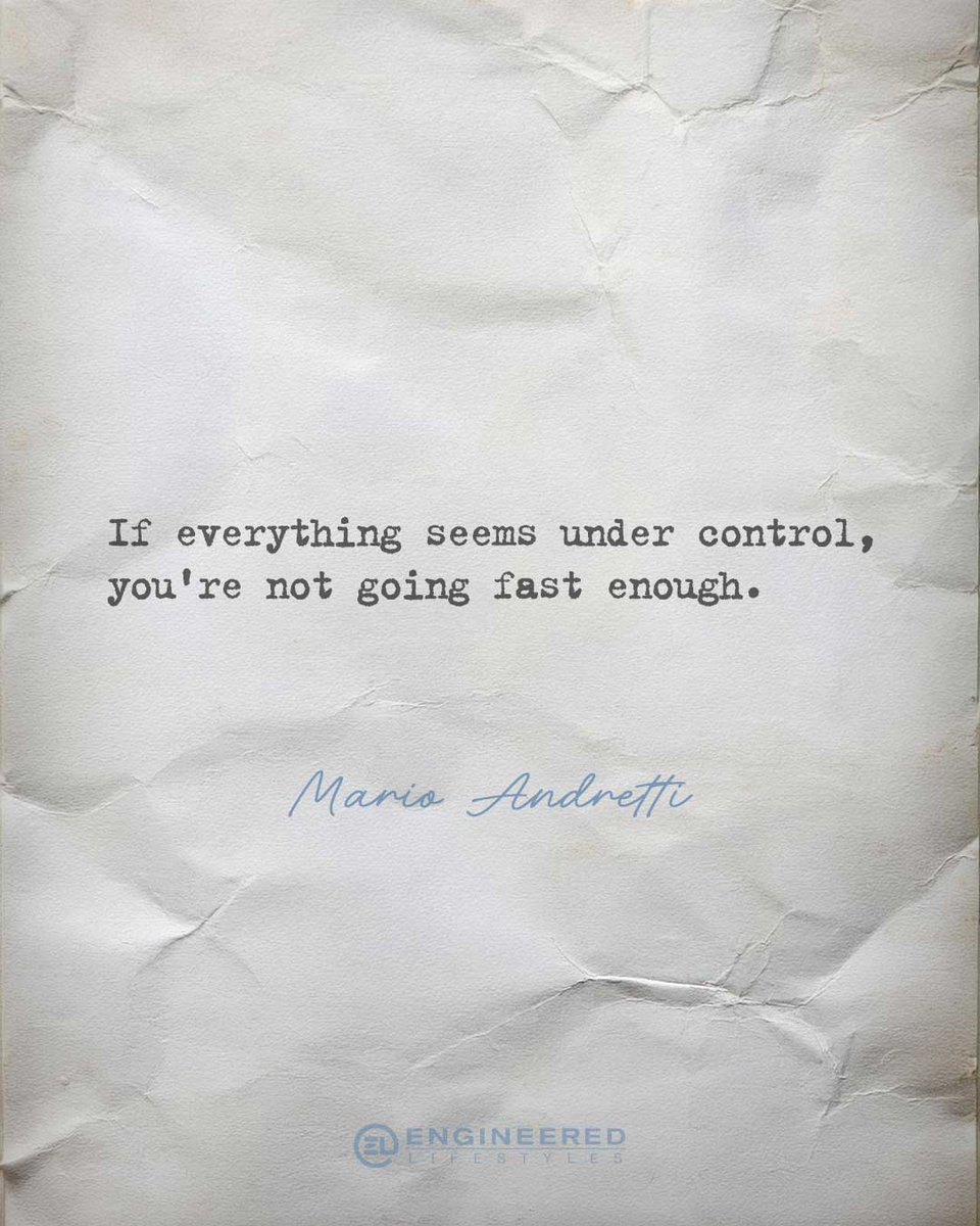 EngLifestyles's tweet image. “If everything seems under control, you're not going fast enough.” ~ Mario Andretti

Discomfort is a sign of growth. Don’t slow down when it feels intense. 💥

#EntrepreneurSpeed #BusinessMomentum #ComfortZoneChallenge #LevelUpMindset #DailyDrive