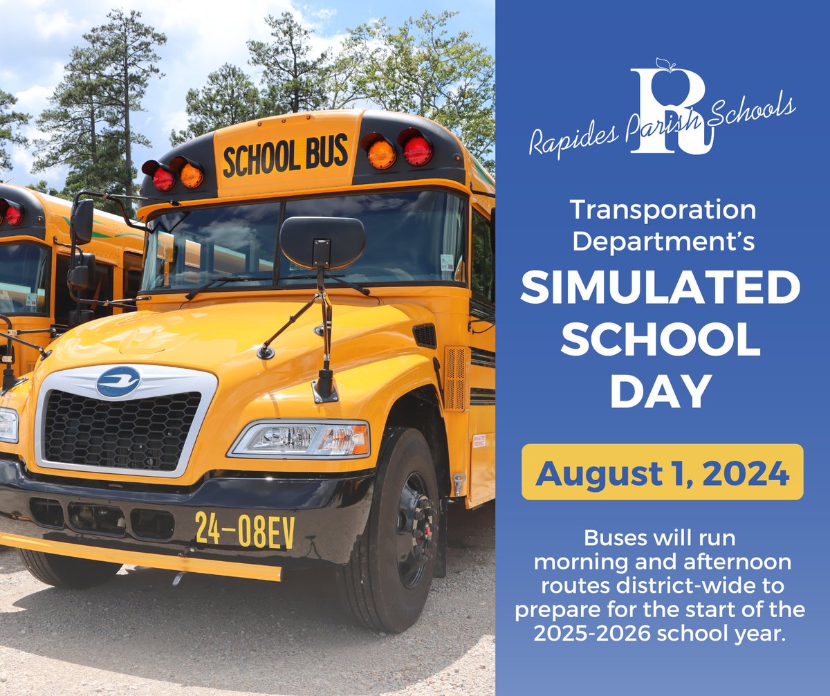 Our Transportation Dept. will conduct a full transportation simulation on Friday, August 1, running both morning &amp; afternoon routes to every bus stop and school. We appreciate the community's understanding and cooperation!
#BetterTogether
