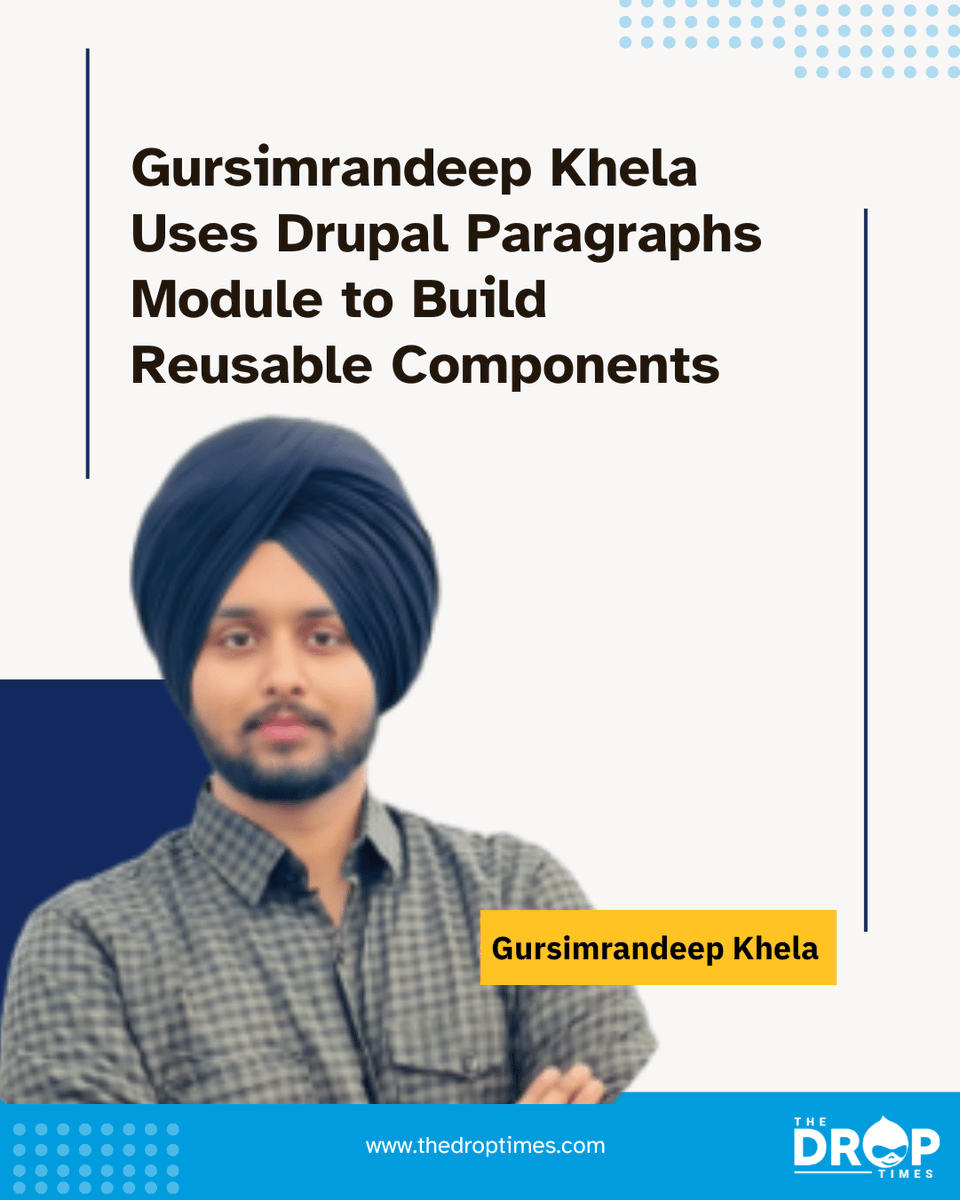 🚀 Build smarter in Drupal!
Gursimrandeep Khela shows how to use the Paragraphs module for reusable sections like Services and Testimonials.
Clean code, flexible layouts, faster updates.
bit.ly/4orUshk 
#Drupal #Paragraphs #WebDev #ComponentBased