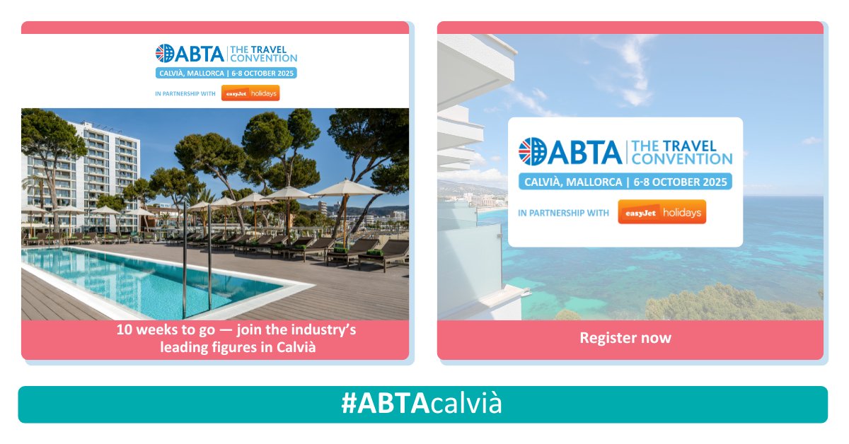 The Travel Convention is just 10 weeks away and the delegate list is building. Check out who’s already signed up to attend from ABTA’s membership and across the travel industry: tinyurl.com/TTCdelegate2025

Register to join them at thetravelconvention.com #ABTAcalvia