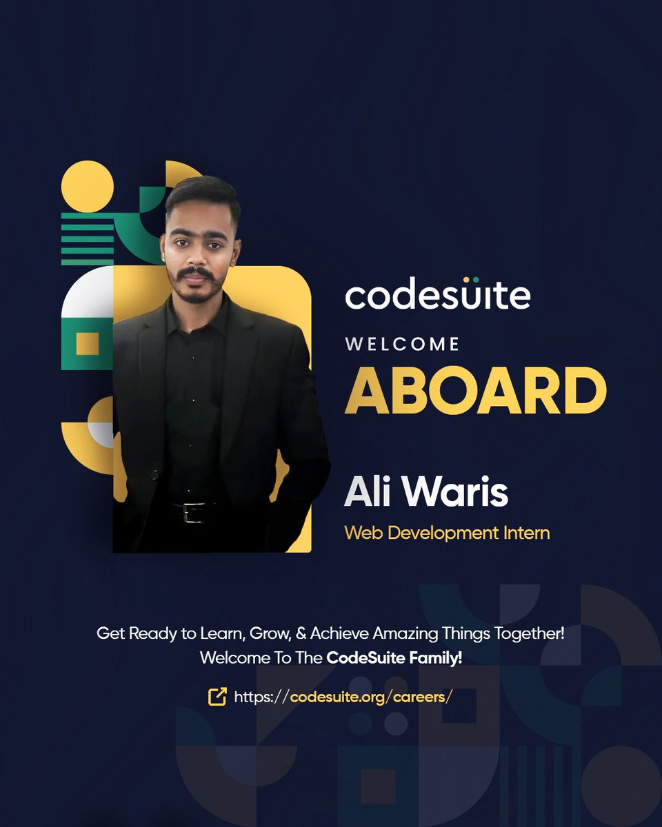 code_suite's tweet image. Welcome to the CodeSuite family! 🫶
We’re so excited to have you onboard.
Yes, we’re still hiring.
📩 Drop your resume at hr@codesuite.org
#WelcomeOnBoard #LifeAtCodeSuite #WeAreHiring #TechWithPurpose #CodeSuite2025 #JoinTheTeam #NewBeginnings #InternshipOpportunity