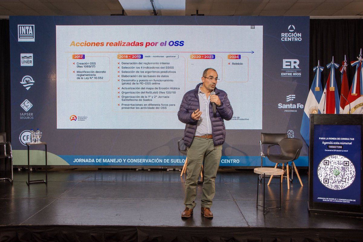 Jornada de Manejo y Conservación de Suelos en la Región Centro en la ciudad de Paraná. 

Participé de la apertura junto al Ministro de Desarrollo Económico de Entre Ríos, Guillermo Bernaudo, y el Secretario de Agricultura y Recursos Naturales de Córdoba, Marcos Blanda. 

El
