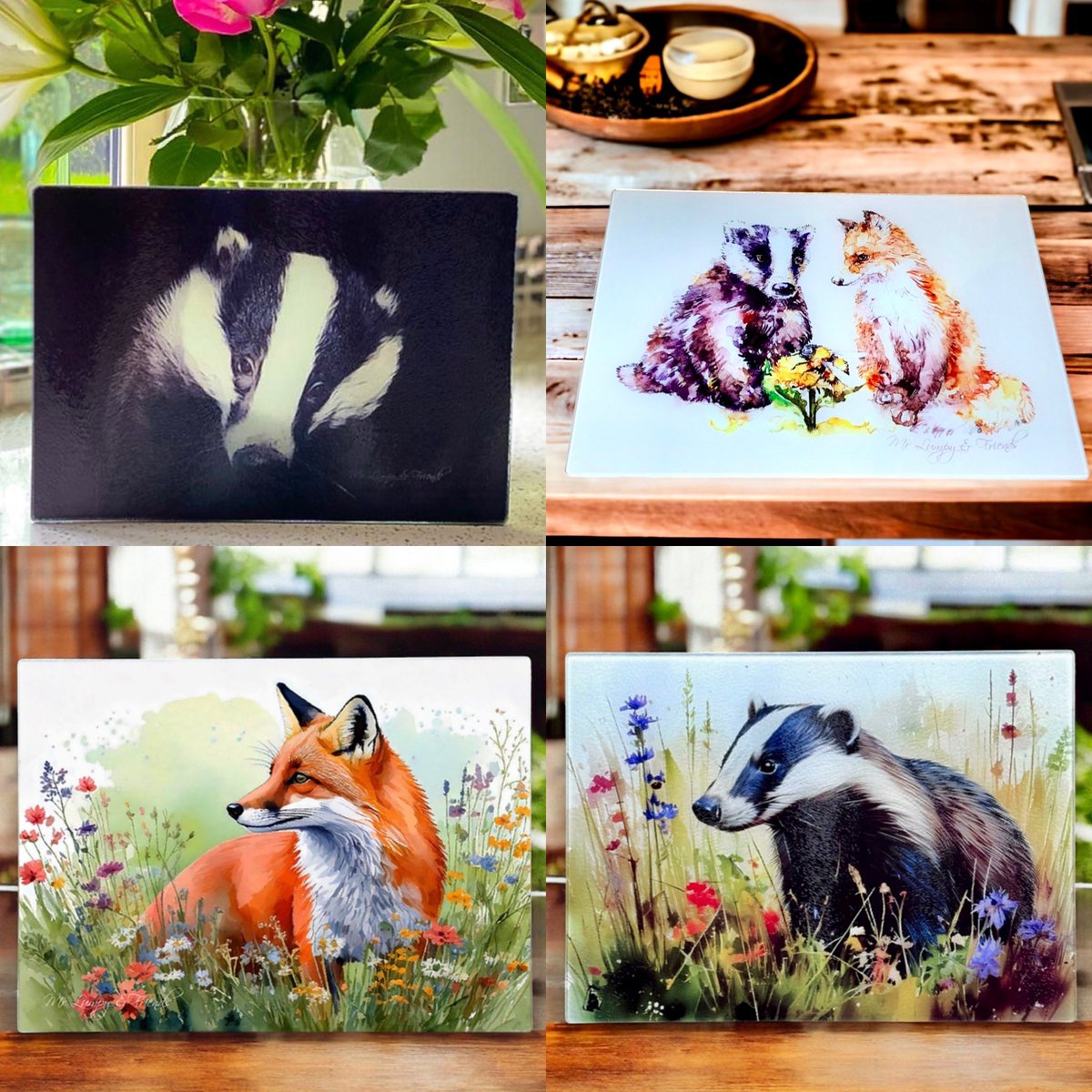 Mr Lumpy &amp; Friends chopping boards/beautiful worktop savers with toughened safety glass and rubber feet 🦡🐾🐾❤️

mrlumpyandfriends.com/glass-cutting-…
Worldwide postage available 🙏