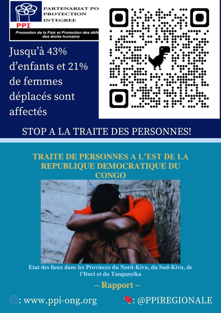 Crise humanitaire à l'Est dla RDC : femmes et enfants victimes de traite des personnes, exploitation sexuelle, travail forcé et enrôlement ds des groupes armés. Jusqu’à 43% des enfants déplacés sont touchés. Silence, peur, manque de soutien… il est temps d’agir.
<a href="/PNUDRDC/">PNUD RDC</a> <a href="/acfrdc/">theACFR</a>