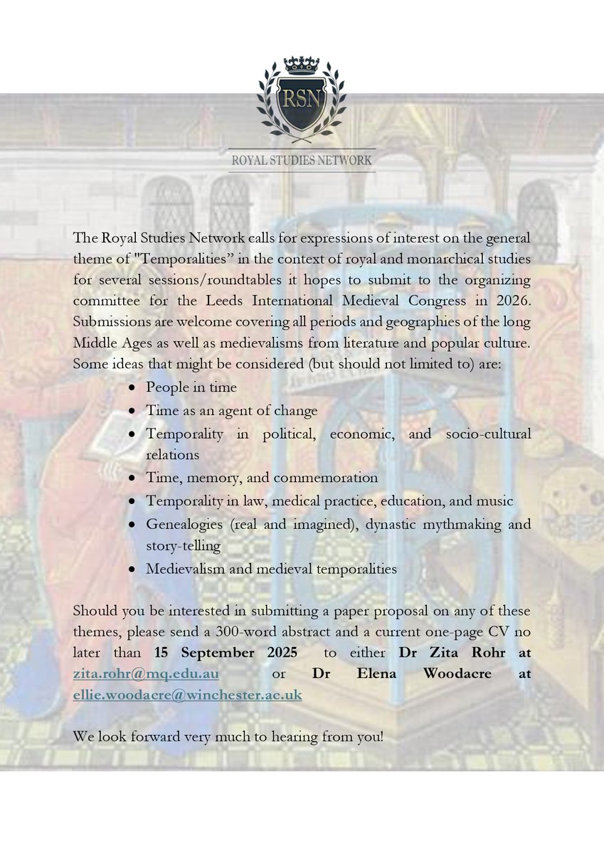 CfP related to Royal Studies for <a href="/IMC_Leeds/">IMC_Leeds</a> 2026. Get your proposals in before the 25th September!