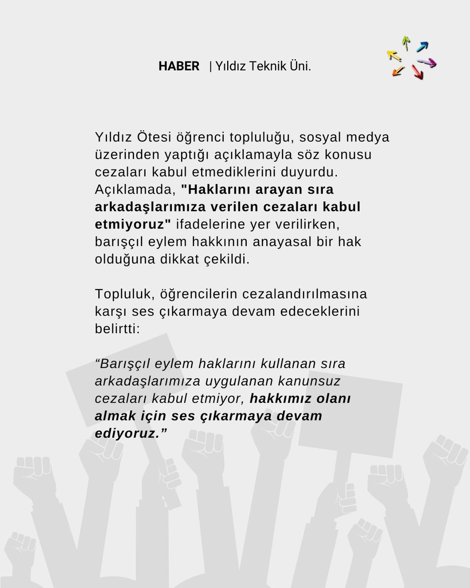 Yıldız Teknik Üniversitesinde yemekhane ücretlerini protesto eden öğrencilere uzaklaştırma cezası verildi.