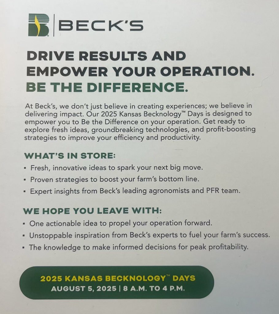 Come spend the day with <a href="/BecksHybrids/">Beck's Hybrids</a> and have fun, learn about ground breaking technologies and see the Becks difference!  Bring the whole family.