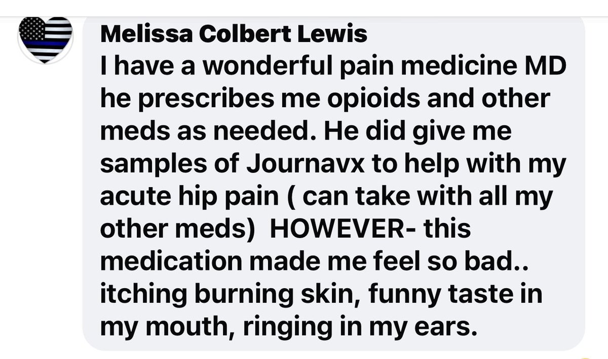Claudia A. Merandi (@cmerandi) on Twitter photo @Mark3_RN: s
suzetegrine has made some of my patients very sick. I needed to phone in narcotics. Ineffective for pain.”
<a href="/VertexPharma/">Vertex Pharmaceuticals</a> JOURNAVX is a flop @Mark3_RN: s
suzetegrine has made some of my patients very sick. I needed to phone in narcotics. Ineffective for pain.”
<a href="/VertexPharma/">Vertex Pharmaceuticals</a> JOURNAVX is a flop