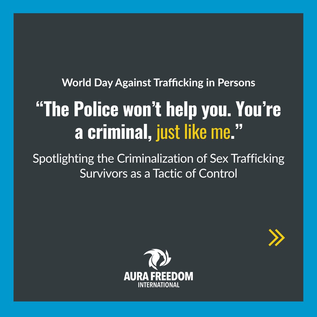 The use of #criminalization as a tactic of control is still misunderstood in the anti-human trafficking space.

On #WorldDayAgainstTraffickinginPersons, we encourage those working with #humantrafficking survivors to learn more about #CoerciveControl and Criminalization

1/👇