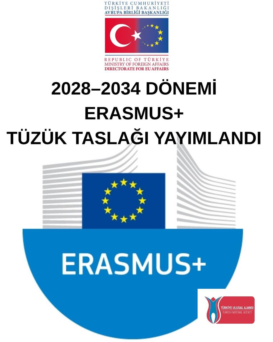 📢 Avrupa Komisyonu, 2028–2034 Erasmus+ Tüzük Taslağını yayımladı.

Yeni dönem için önerilen bu kapsamlı çerçeve, Erasmus+’ı daha kapsayıcı, etkili ve stratejik hâle getirmeyi hedefliyor. Taslakta öne çıkan üç temel değişiklik:

1️⃣ Avrupa Dayanışma Programı, Erasmus+ ile entegre