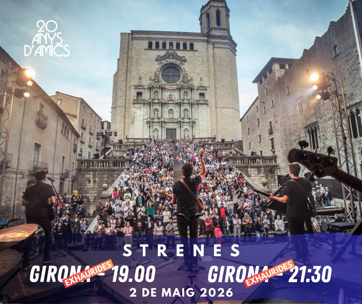 Els Amics de les Arts (@amicsdelesarts) on Twitter photo 🔴EXHAURIDES en 48h totes les entrades pel doble concert de Girona dins el <a href="/FestivalStrenes/">Festival Strenes</a> Tornarem a les escales de la Catedral, un lloc màgic per celebrar vint anys d'Amics. GRÀCIES, ens veiem el 2 de maig de 2026 💫
📷 Gaspar Morer 🔴EXHAURIDES en 48h totes les entrades pel doble concert de Girona dins el <a href="/FestivalStrenes/">Festival Strenes</a> Tornarem a les escales de la Catedral, un lloc màgic per celebrar vint anys d'Amics. GRÀCIES, ens veiem el 2 de maig de 2026 💫
📷 Gaspar Morer